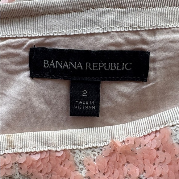 Banana Republic Women's full sequin lined Cream and coral 🪸 print Skirt - Picture 8 of 8